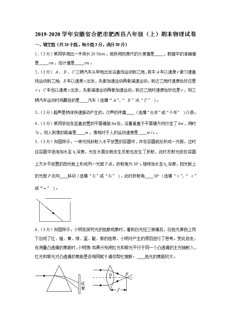 2019-2020学年安徽省合肥市肥西县八年级（上）期末物理试卷（含答案）01