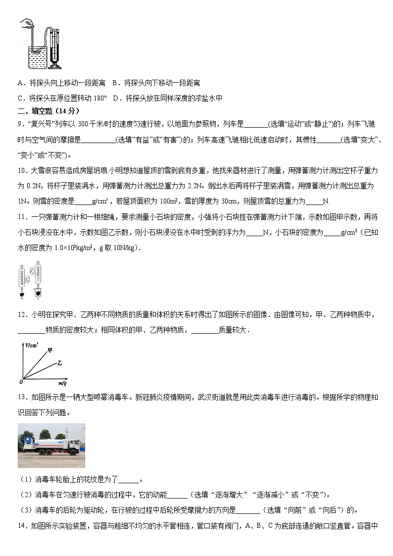2020——2021学年河南省淮滨县人教版八年级物理下册期末复习题（word版 含答案）第2页