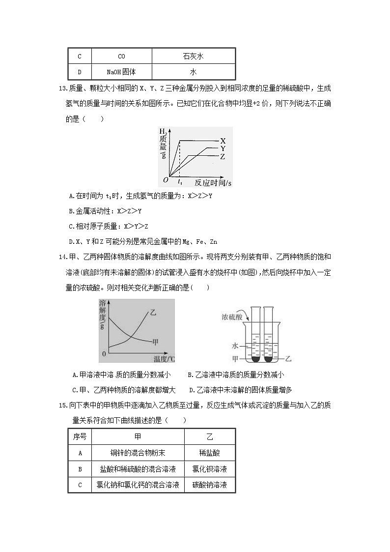鲁教版化学九年级上册 期中考试试卷3 有答案第3页