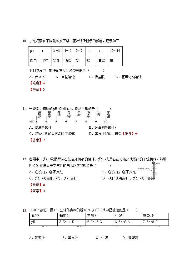 16 溶液的配制，溶液的酸碱性  沪教版（上海）九年级化学上册暑假班课后练习（机构）03