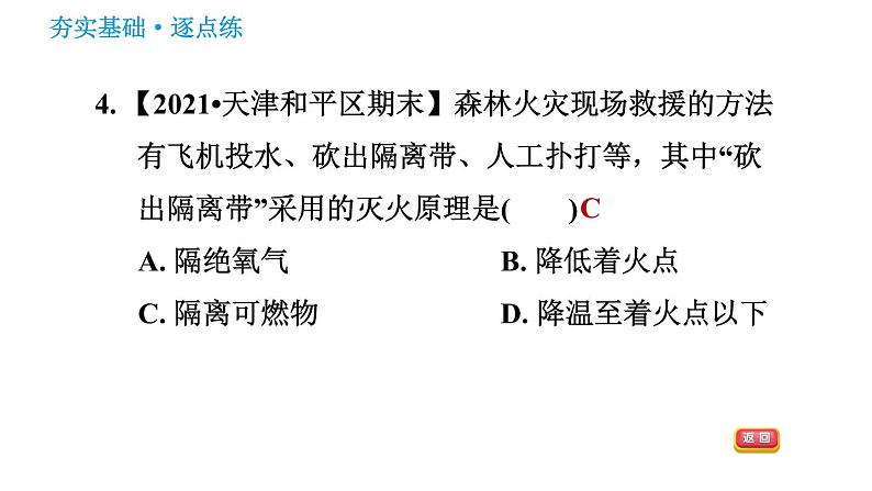 鲁教版九年级上册化学习题课件 第6单元 6.1.1 灭火的原理06