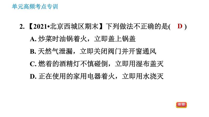 鲁教版九年级上册化学习题课件 第6单元 单元高频考点专训 专训 燃烧与燃料04