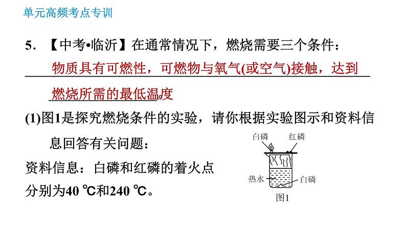 鲁教版九年级上册化学习题课件 第6单元 单元高频考点专训 专训 燃烧与燃料08