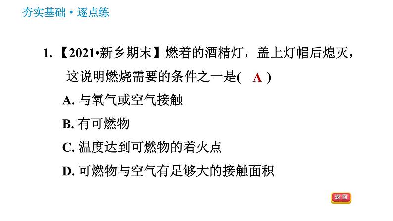 鲁教版九年级上册化学习题课件 第5单元 到实验室去：探究燃烧的条件第3页