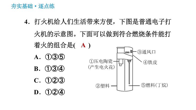 鲁教版九年级上册化学习题课件 第5单元 到实验室去：探究燃烧的条件第6页