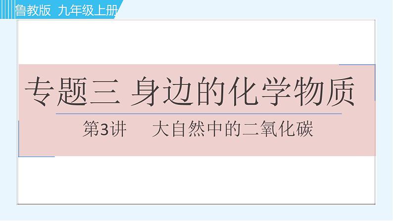 鲁教版九年级上册化学习题课件  专题三 身边的化学物质 第3讲 大自然中的二氧化碳第1页