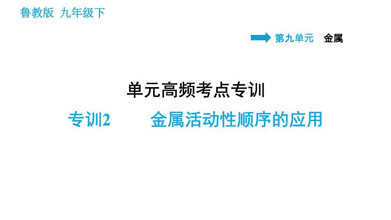 鲁教版九年级下册化学课件 第9单元 单元高频考点专训 专训2 金属活动性顺序的应用第1页