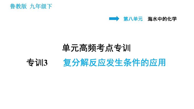 鲁教版九年级下册化学课件 第8单元 单元高频考点专训 专训3 复分解反应发生条件的应用001