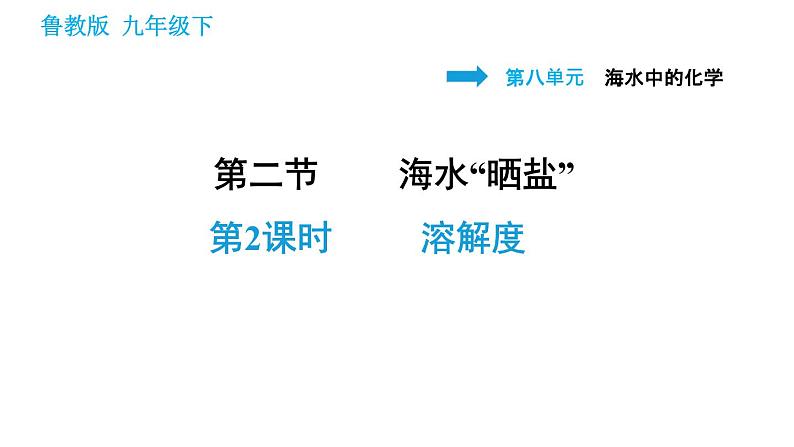 鲁教版九年级下册化学课件 第8单元 8.2.2 溶解度0第1页