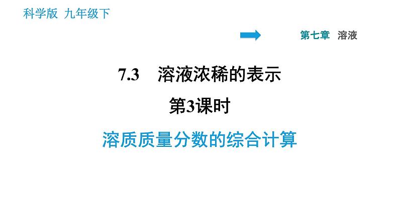 科学版九年级下册化学课件 第7章 7.3.3 溶质质量分数的综合计算0第1页