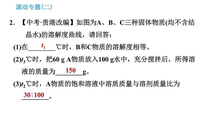 科学版九年级下册化学课件 第7章 滚动专题(二) 溶解度曲线的应用第5页