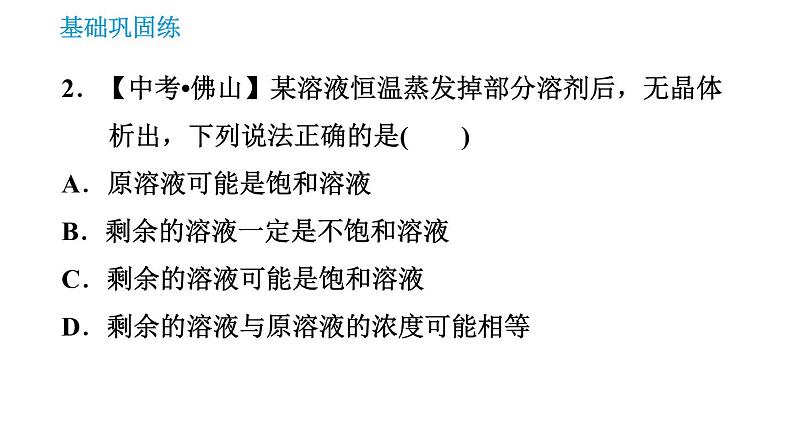 科学版九年级下册化学课件 第7章 7.2.1 饱和溶液与不饱和溶液0第4页