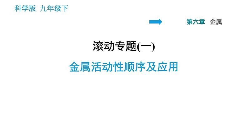 科学版九年级下册化学课件 第6章 滚动专题(一) 金属活动性顺序及应用第1页