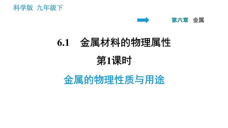 科学版九年级下册化学课件 第6章 6.1.1 金属的物理性质与用途第1页