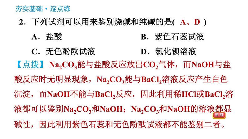 鲁教版五四制九年级化学习题课件 第3单元 3.3.2 纯碱的化学性质及复分解反应的实质第4页