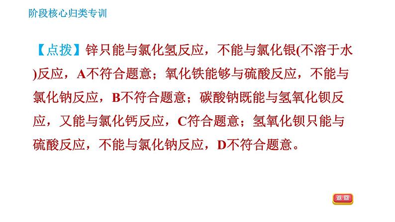 鲁教版五四制九年级化学习题课件 第3单元 单元高频考点专训   专训2 复分解反应发生条件的应用第7页