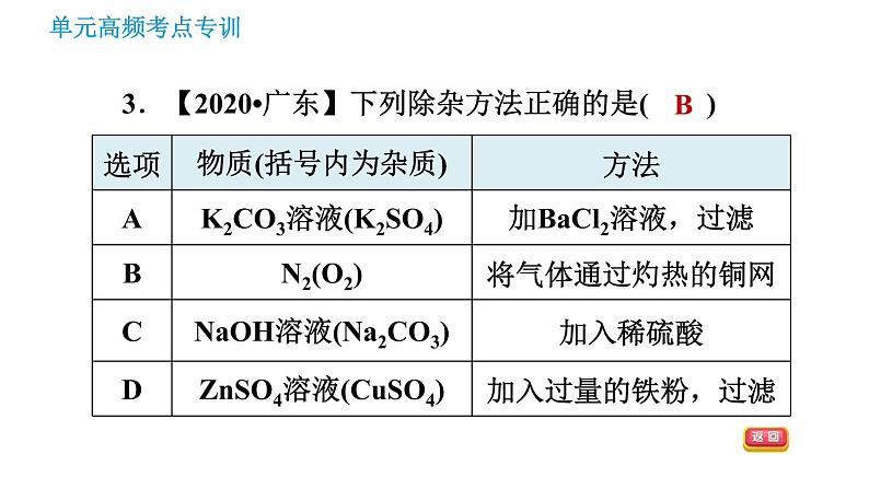 鲁教版九年级下册化学课件 期末高频考点专训 专训1 物质的分离与提纯第5页