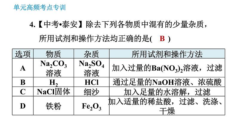 鲁教版九年级下册化学课件 期末高频考点专训 专训1 物质的分离与提纯第6页