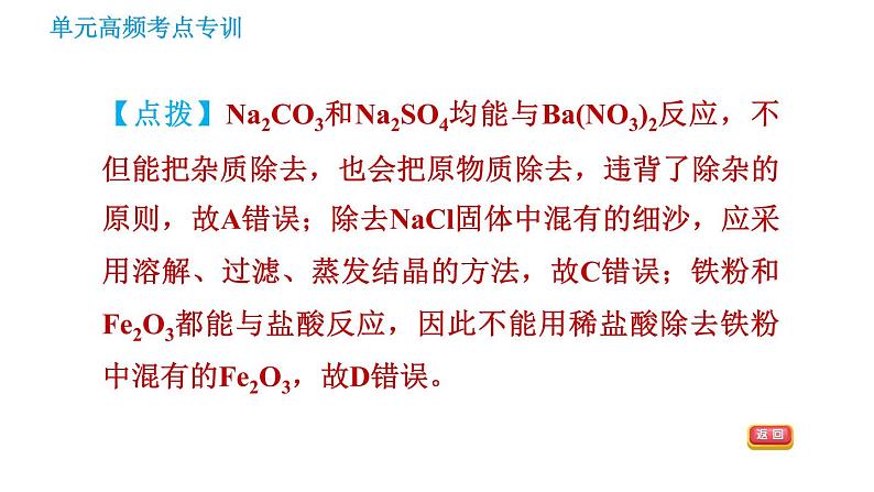 鲁教版九年级下册化学课件 期末高频考点专训 专训1 物质的分离与提纯第7页