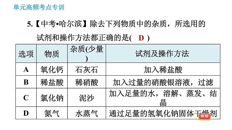 鲁教版九年级下册化学课件 期末高频考点专训 专训1 物质的分离与提纯第8页