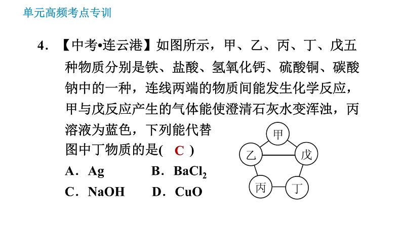 鲁教版九年级下册化学课件 期末高频考点专训 专训3 物质间的反应关系第6页