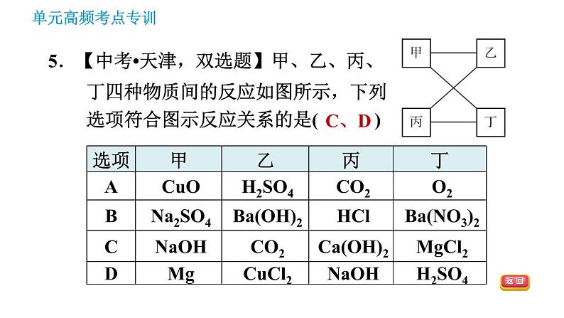 鲁教版九年级下册化学课件 期末高频考点专训 专训3 物质间的反应关系第8页