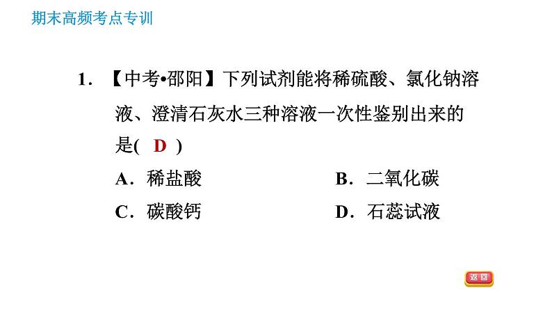 沪教版九年级下册化学课件 期末高频考点专训 专训2 物质的鉴别与检验0第3页