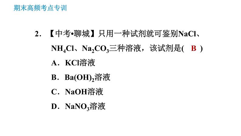 沪教版九年级下册化学课件 期末高频考点专训 专训2 物质的鉴别与检验0第4页