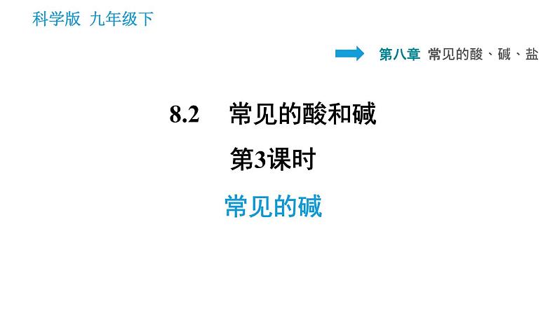 科学版九年级下册化学课件 第8章 8.2.3 常见的碱0第1页