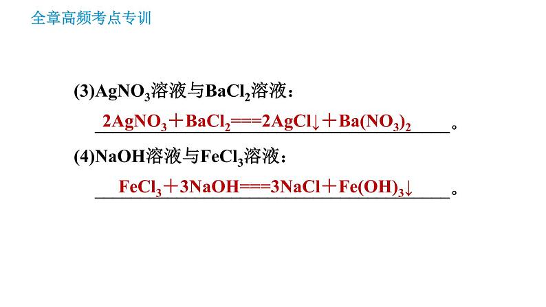 沪教版九年级下册化学课件 第7章 全章高频考点专训 专训2 复分解反应发生条件的应用第5页