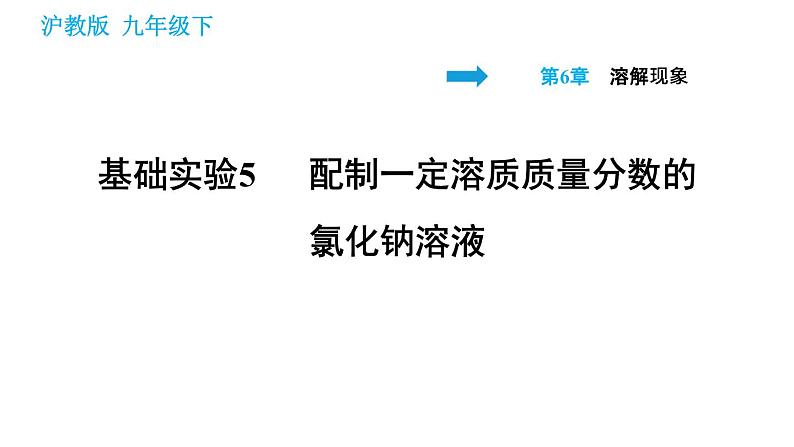 沪教版九年级下册化学课件 第6章 基础实验5 配制一定溶质质量分数的第1页