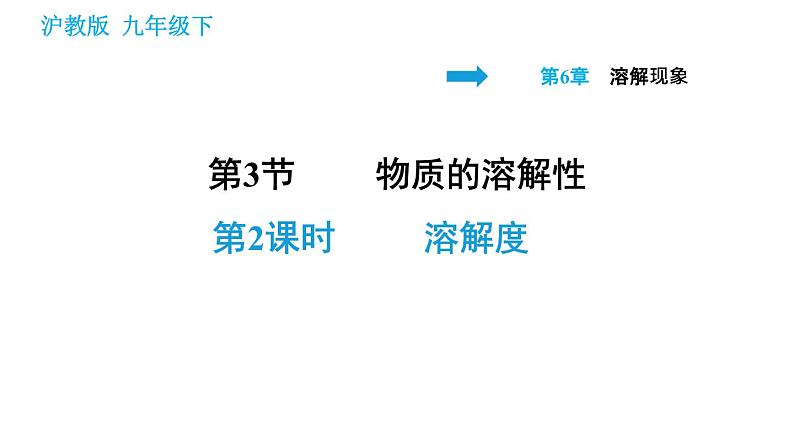 沪教版九年级下册化学课件 第6章 6.3.2 溶解度第1页