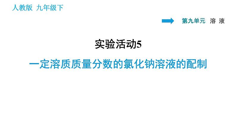 人教版九年级下册化学课件 第9单元 实验活动5 一定溶质质量分数的氯化钠溶液的配制001