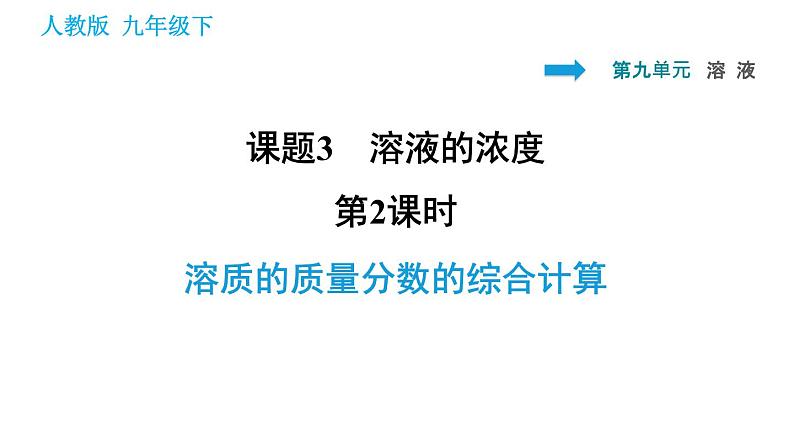 人教版九年级下册化学课件 第9单元 9.3.2 溶质的质量分数的综合计算0第1页