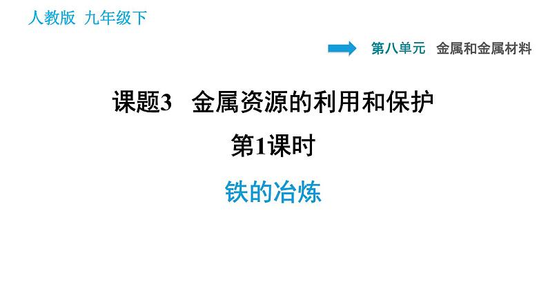 人教版九年级下册化学课件 第8单元 8.3.1 铁的冶炼001