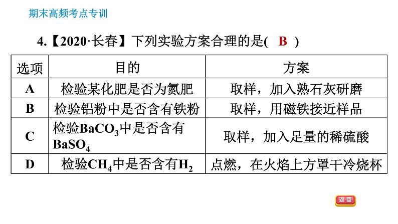 人教版九年级下册化学习题课件 期末考点 专训4 物质的鉴别与检验08