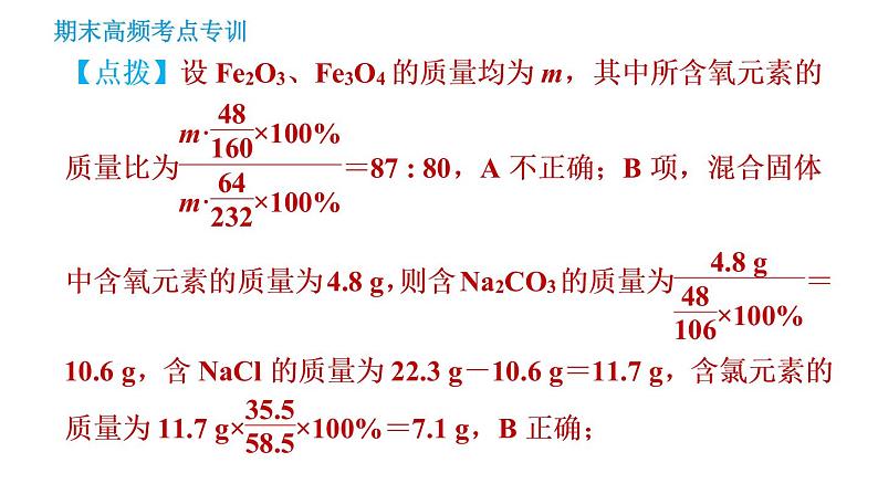 人教版九年级下册化学习题课件 期末考点 专训7 化学计算第8页