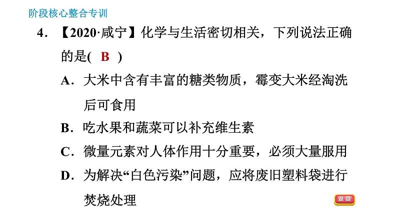 人教版九年级下册化学习题课件 第12单元 阶段核心整合专训 化学与生活专辑第6页