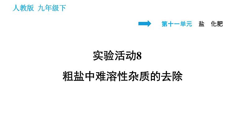 人教版九年级下册化学习题课件 第11单元 实验活动8 粗盐中难溶性杂质的去除01