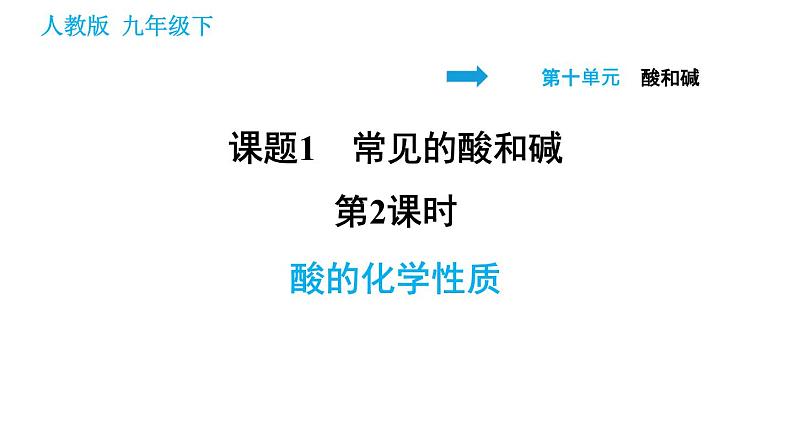 人教版九年级下册化学习题课件 第10单元 10.1.2 酸的化学性质第1页