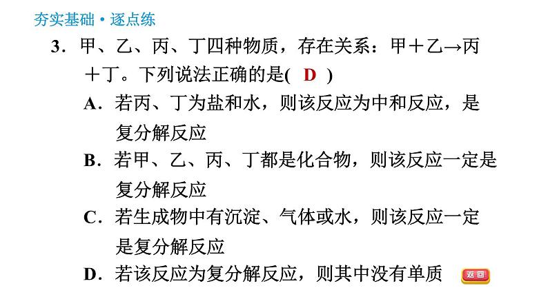 人教版九年级下册化学习题课件 第11单元 11.1.2 复分解反应第5页