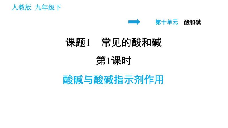 人教版九年级下册化学习题课件 第10单元 10.1.1 酸碱与酸碱指示剂作用01