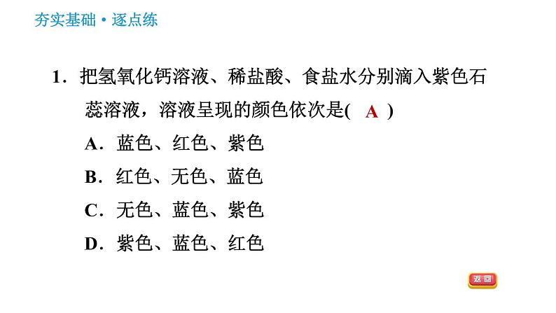 人教版九年级下册化学习题课件 第10单元 10.1.1 酸碱与酸碱指示剂作用03