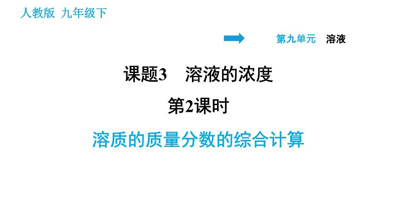 人教版九年级下册化学习题课件 第9单元 9.3.2 溶质的质量分数的综合计算第1页