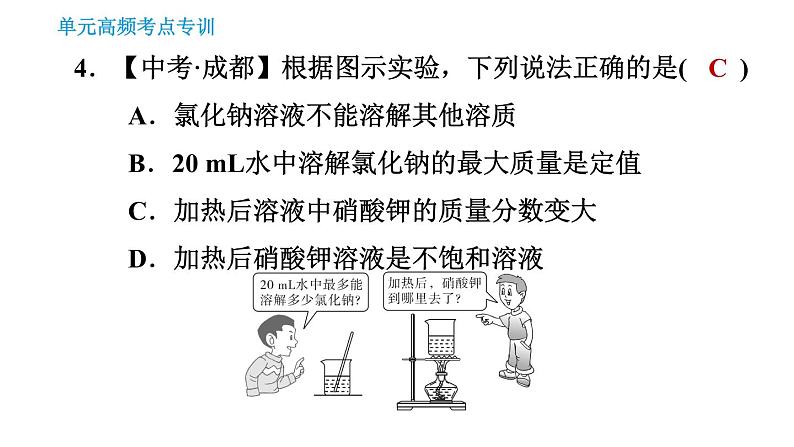 人教版九年级下册化学习题课件 第9单元 单元高频考点专训第7页