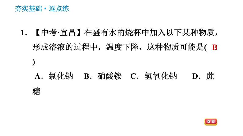 人教版九年级下册化学习题课件 第9单元 9.1.2 溶解时的热量变化及乳化现象03