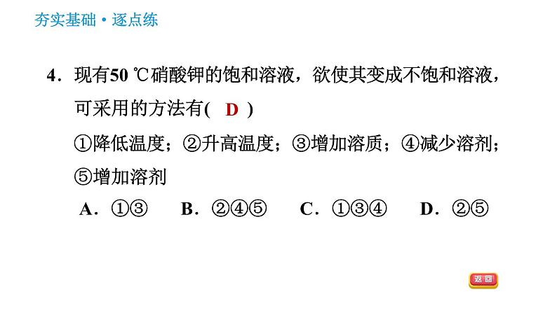 人教版九年级下册化学习题课件 第9单元 9.2.1 饱和溶液与不饱和溶液第6页