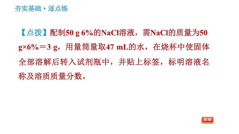 人教版九年级下册化学习题课件 第9单元 实验活动5 一定溶质质量分数的氯化钠溶液的配制第4页