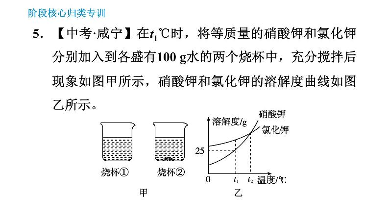 人教版九年级下册化学习题课件 第9单元 阶段核心归类专训 溶解度曲线的应用第8页