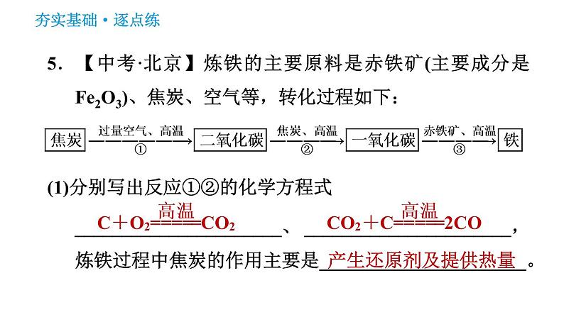 人教版九年级下册化学习题课件 第8单元 8.3.1 铁的冶炼第7页